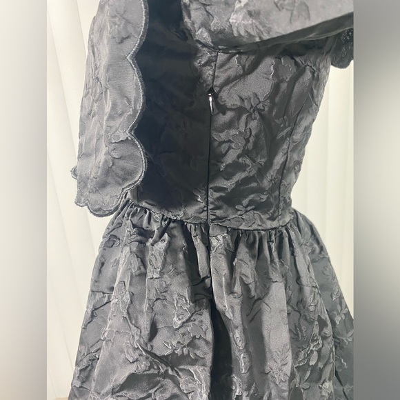 SISTER JANE Grange Jacquard Mini Dress Long Sleeve Rhinestone Buttons Black - Picture 11 of 14